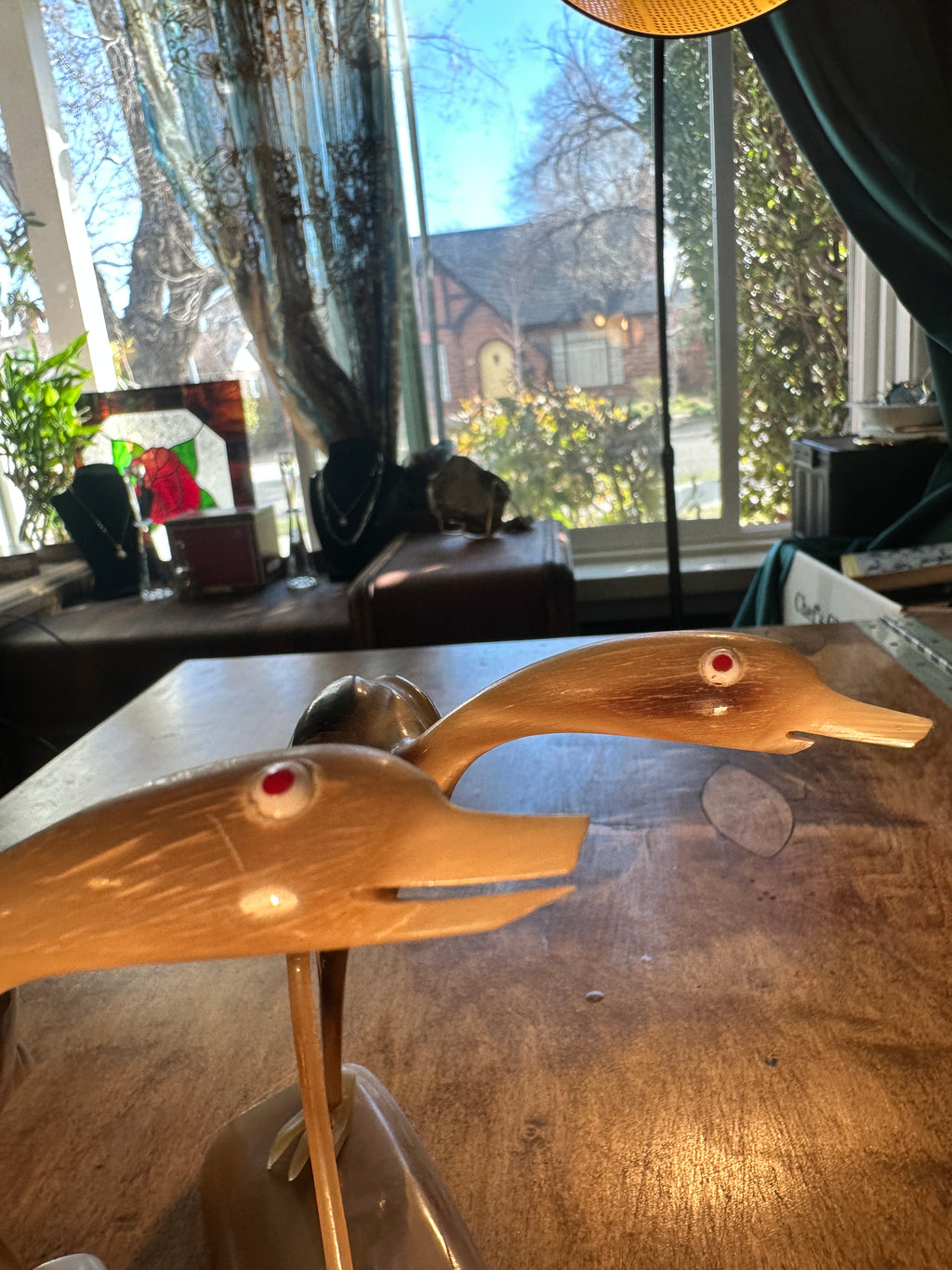 Vintage Mid-Century Horn Crane Sculptures – Pair	1960
