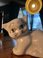 Vintage Mid-Century Porcelain Kitten Figurine, Hand-Painted Ceramic Cat c.1960s