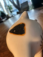 Vintage Mid-Century Porcelain Kitten Figurine, Hand-Painted Ceramic Cat c.1960s