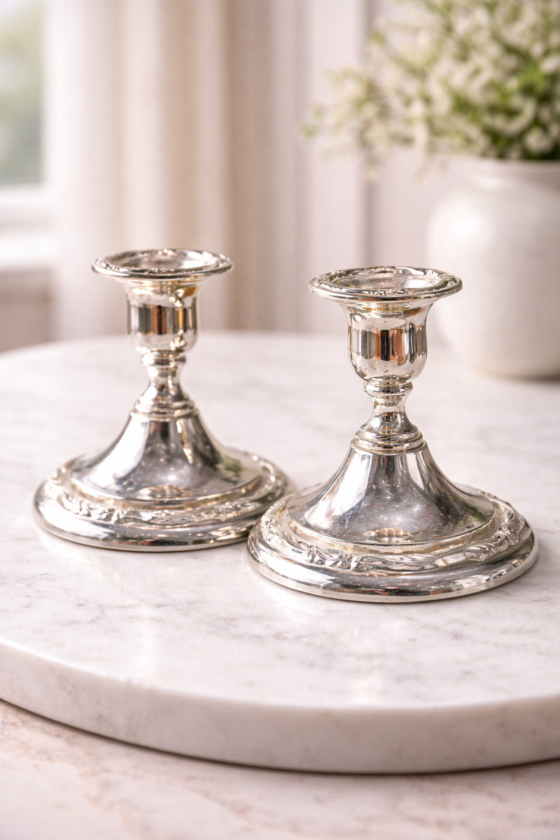Vintage Oneida Silverplate Candlestick Pair, c.1980s–1990s