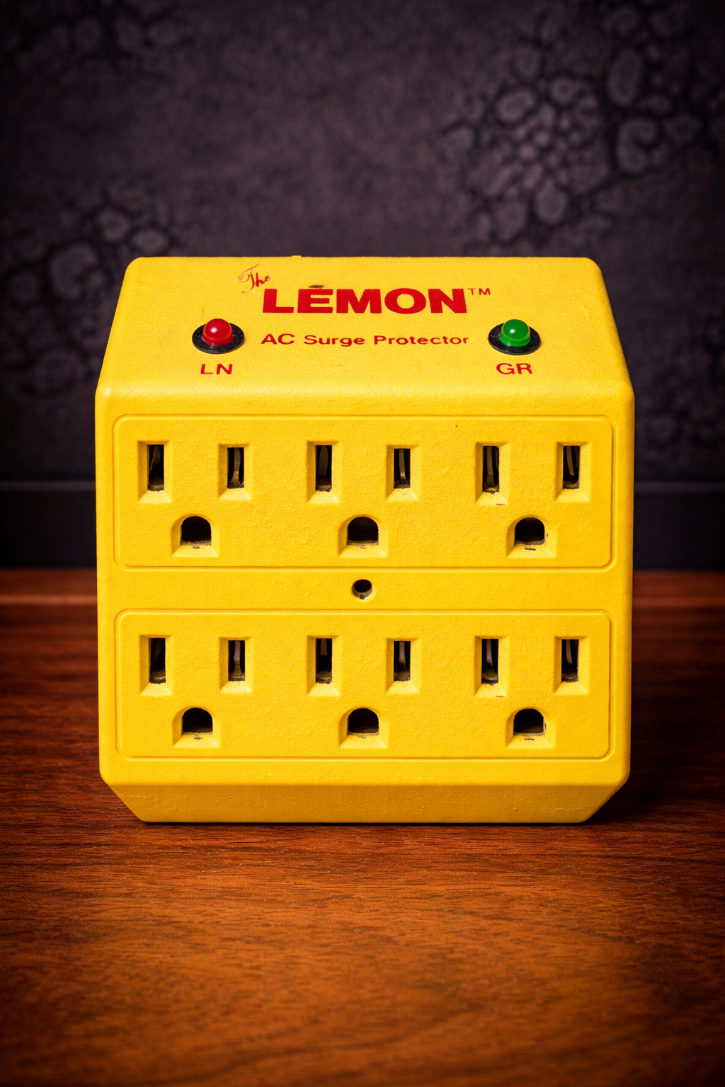 Vintage “The Lemon” AC Surge Protector, Bright Yellow Desktop Power Block, Made in U.S.A.