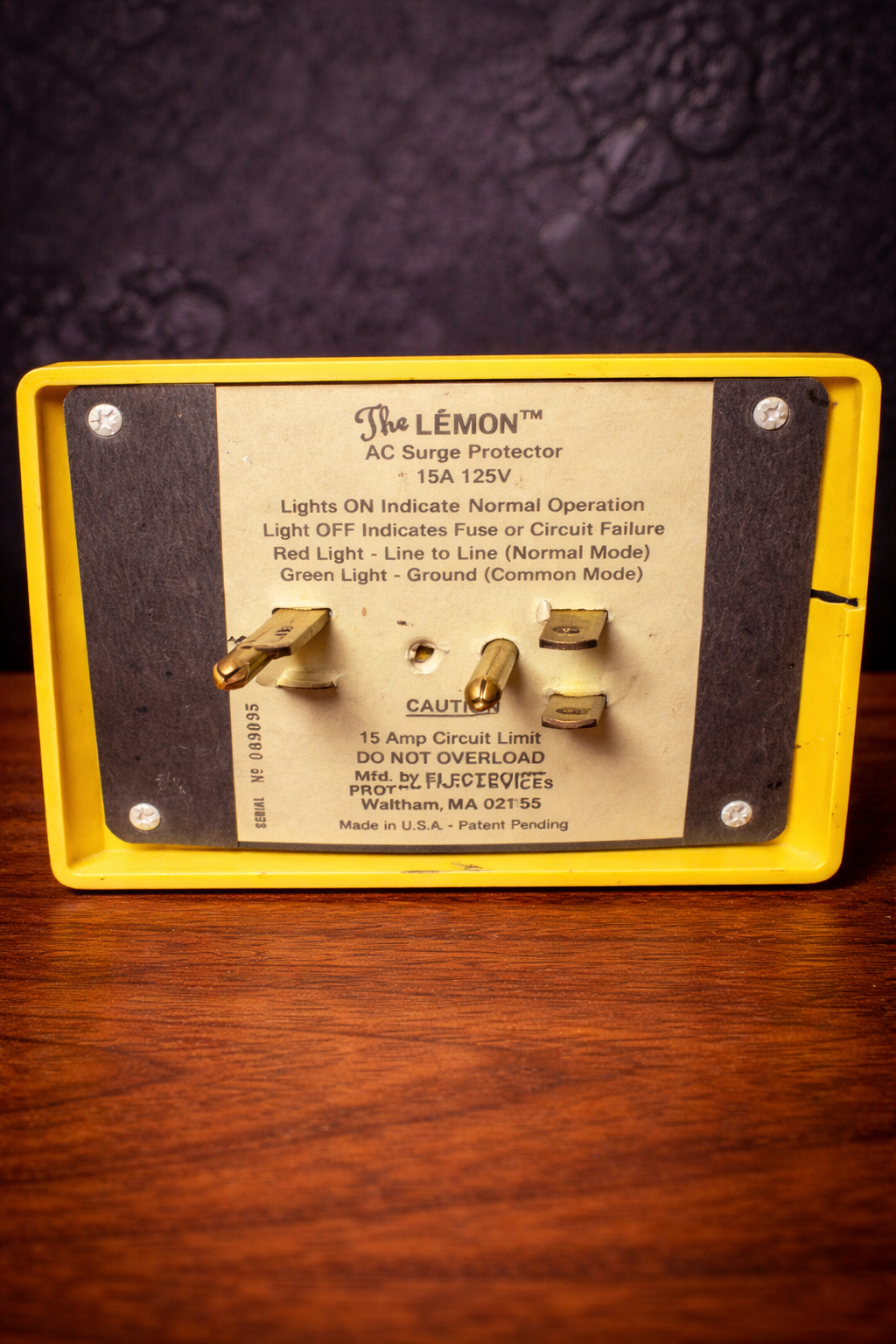 Vintage “The Lemon” AC Surge Protector, Bright Yellow Desktop Power Block, Made in U.S.A.