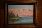 Vonney Menesini Original Oil Painting — Sunset Over a Mountain Lake, Framed, c. 1980s–90s