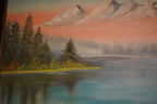 Vonney Menesini Original Oil Painting — Sunset Over a Mountain Lake, Framed, c. 1980s–90s
