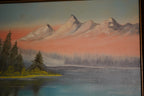 Vonney Menesini Original Oil Painting — Sunset Over a Mountain Lake, Framed, c. 1980s–90s