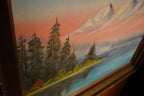 Vonney Menesini Original Oil Painting — Sunset Over a Mountain Lake, Framed, c. 1980s–90s